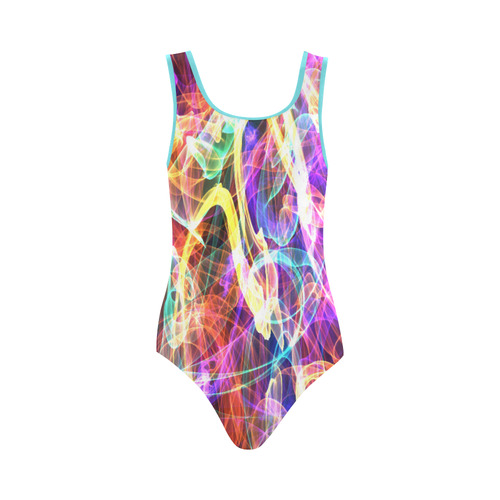 Flames Rainbow by Martina Webster Vest One Piece Swimsuit (Model S04)