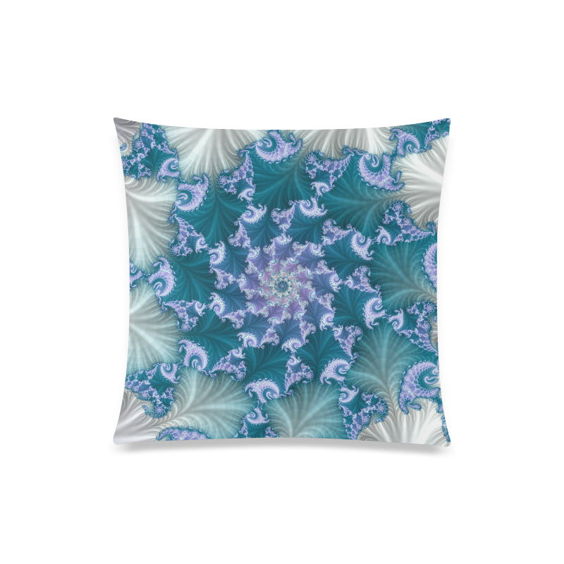 Floral spiral in soft blue on flowing fabric Custom Zippered Pillow Case 20"x20"(One Side)