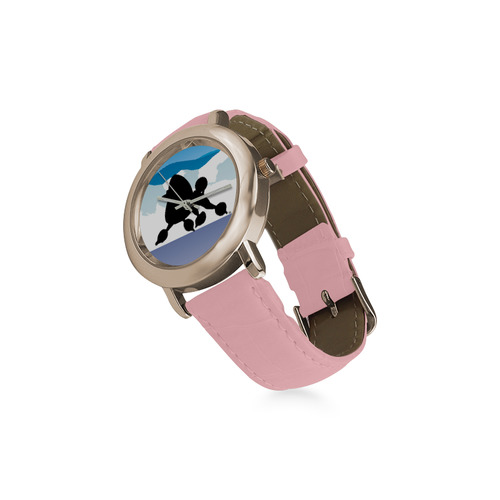 Black Poodle Rockin the Rockies 2 Women's Rose Gold Leather Strap Watch(Model 201)