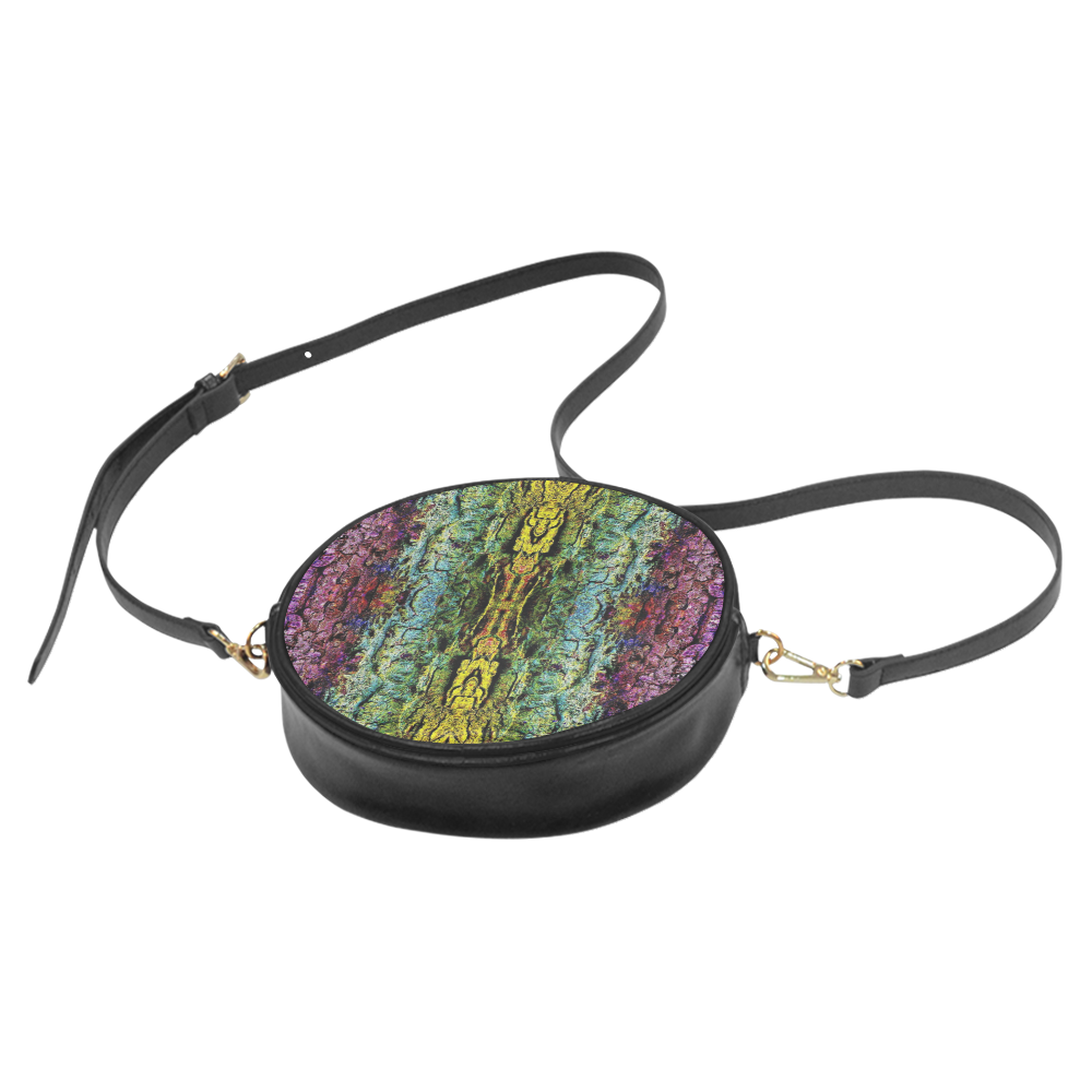 Abstract, Yellow Green, Purple, Round Sling Bag (Model 1647)