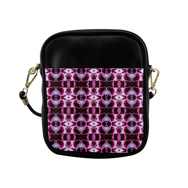 Purple White Flower Abstract Pattern Sling Bag (Model 1627)