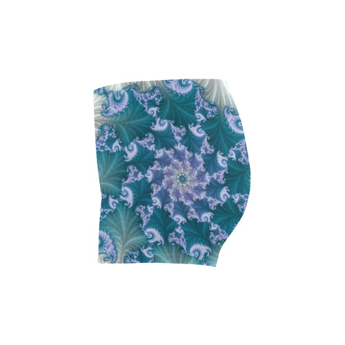 Floral spiral in soft blue on flowing fabric Briseis Skinny Shorts (Model L04)
