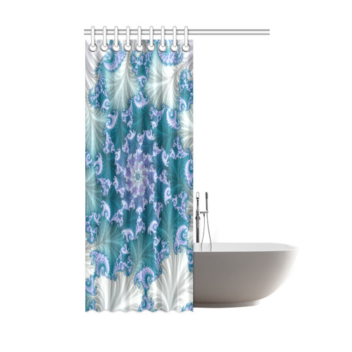 Floral spiral in soft blue on flowing fabric Shower Curtain 48"x72"