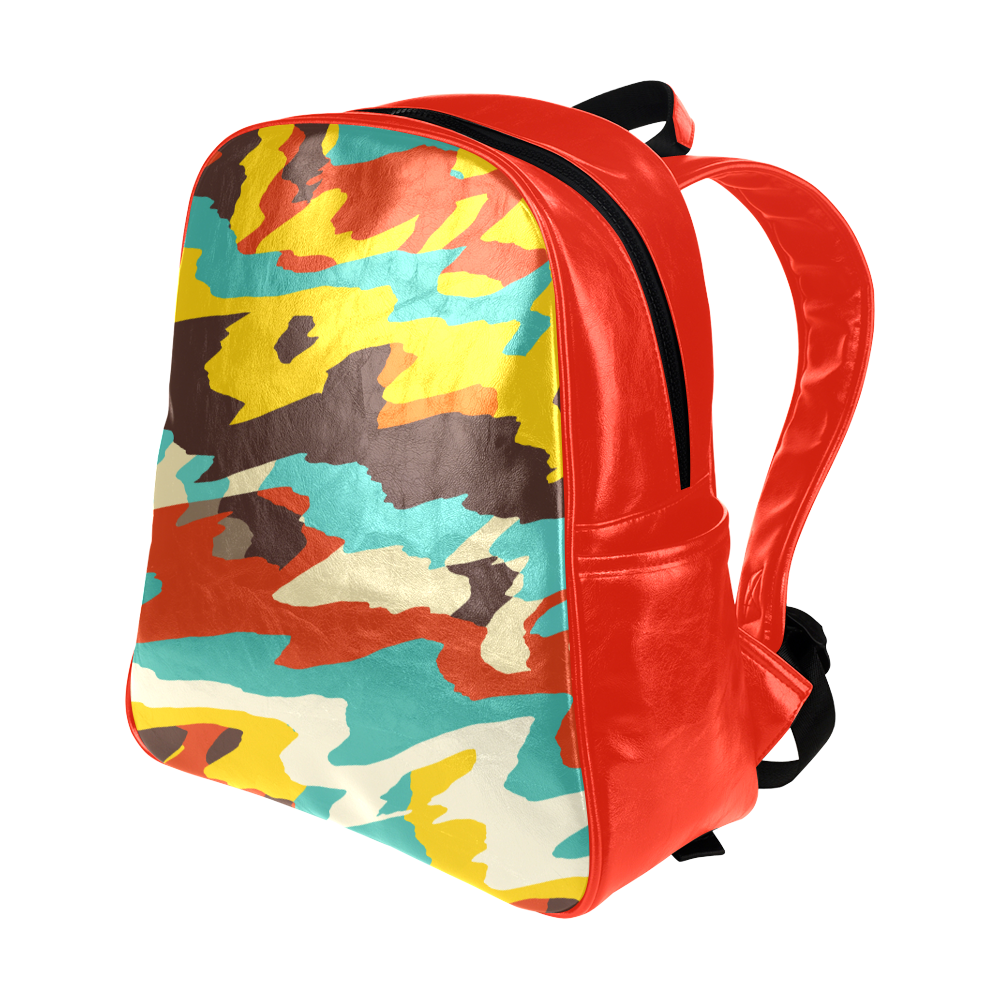 Wavy retro  texture Multi-Pockets Backpack (Model 1636)