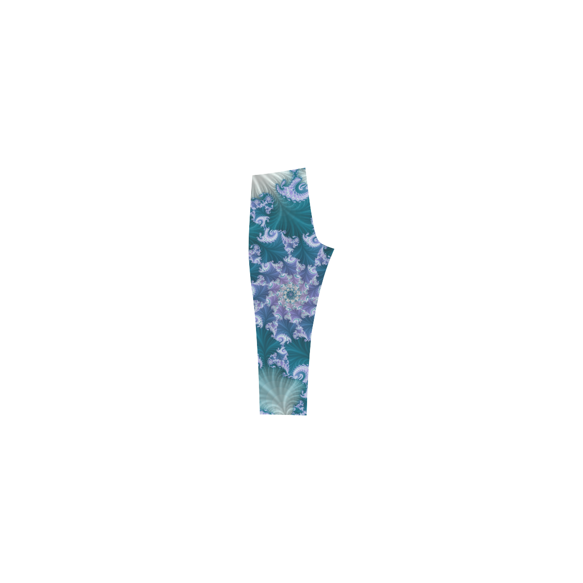 Floral spiral in soft blue on flowing fabric Capri Legging (Model L02)