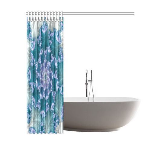Floral spiral in soft blue on flowing fabric Shower Curtain 60"x72"