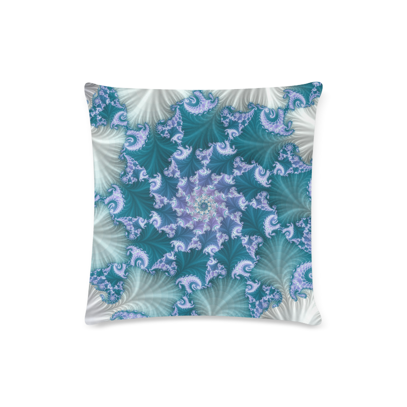 Floral spiral in soft blue on flowing fabric Custom Zippered Pillow Case 16"x16" (one side)