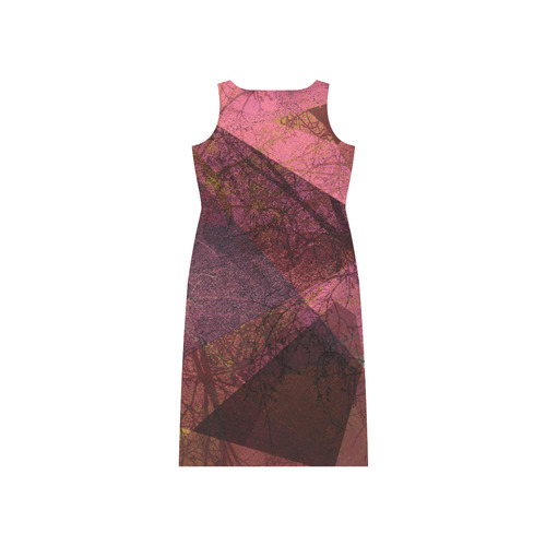 Maroon Pink PATTERN GARDEN NO5L_D15 Phaedra Sleeveless Open Fork Long Dress (Model D08)