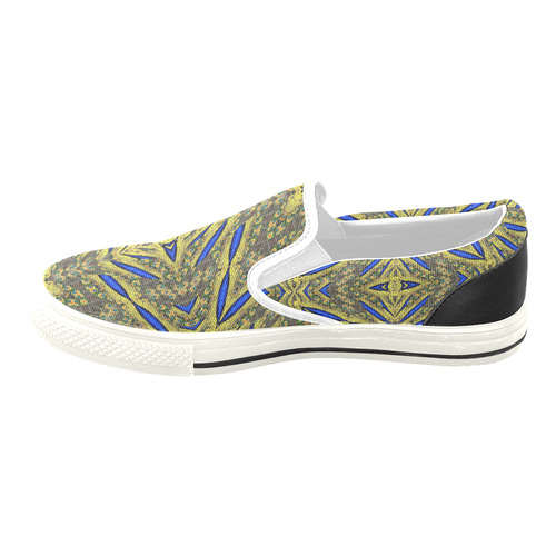 Peacock Feathers Abstract 2 Women's Unusual Slip-on Canvas Shoes (Model 019)