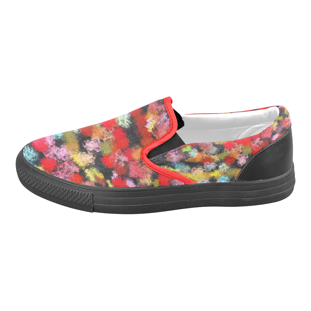 Colorful paint strokes Men's Slip-on Canvas Shoes (Model 019)