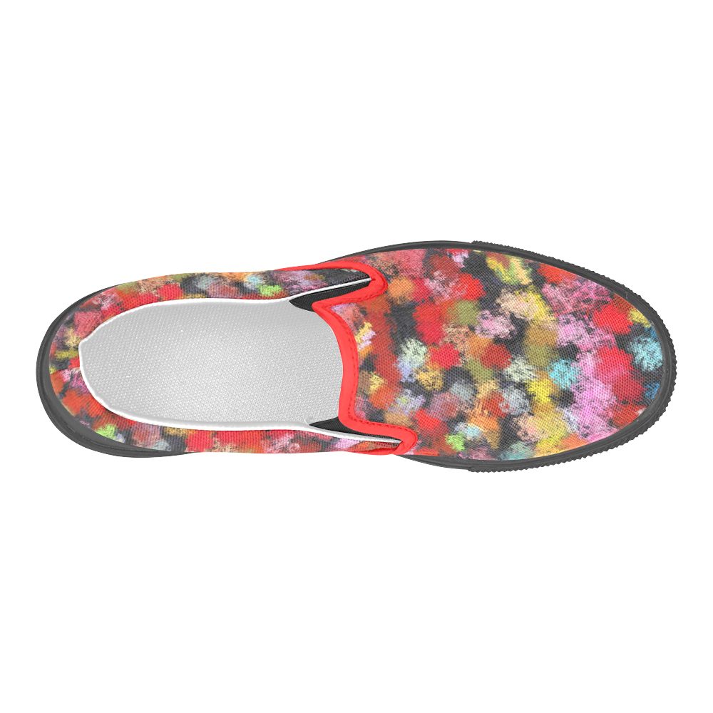 Colorful paint strokes Men's Slip-on Canvas Shoes (Model 019)