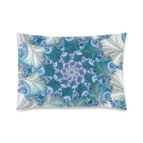 Floral spiral in soft blue on flowing fabric Custom Zippered Pillow Case 20"x30" (one side)