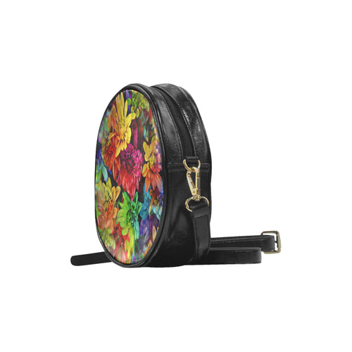 Photography Colorfully Asters Flowers Pattern Round Sling Bag (Model 1647)