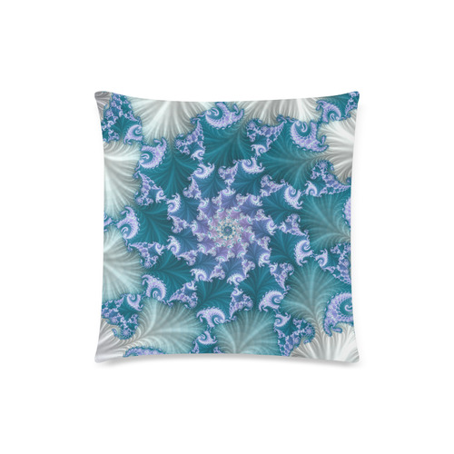 Floral spiral in soft blue on flowing fabric Custom Zippered Pillow Case 18"x18" (one side)