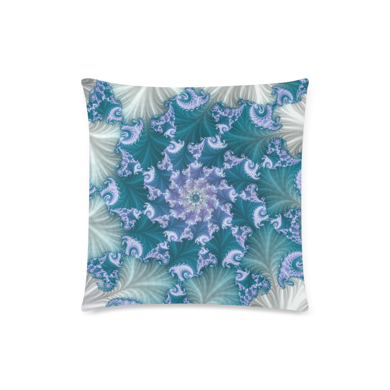 Floral spiral in soft blue on flowing fabric Custom Zippered Pillow Case 18"x18"(Twin Sides)
