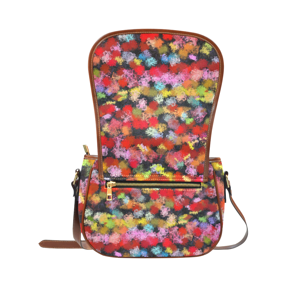 Colorful paint strokes Saddle Bag/Small (Model 1649) Full Customization