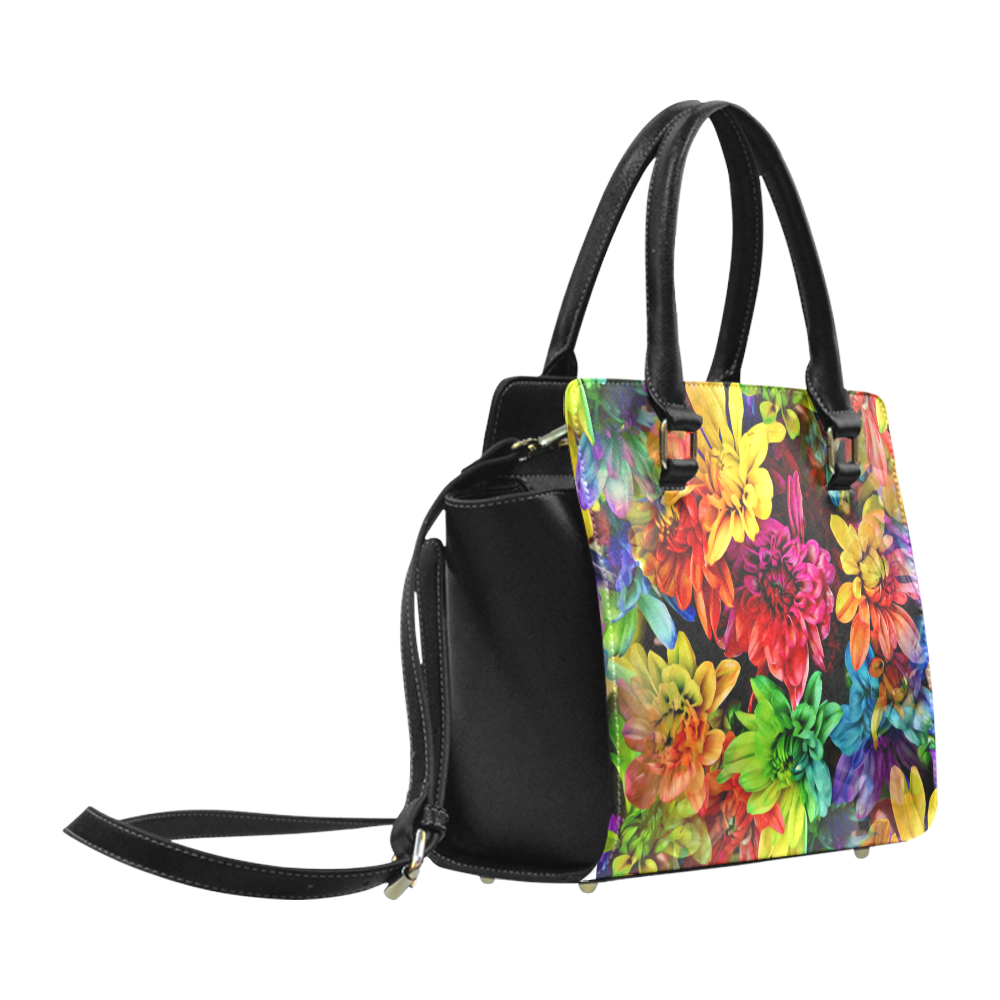 Photography Colorfully Asters Flowers Pattern Classic Shoulder Handbag (Model 1653)