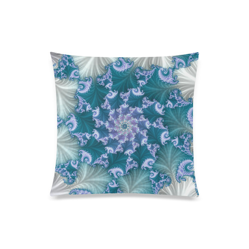 Floral spiral in soft blue on flowing fabric Custom Zippered Pillow Case 20"x20"(Twin Sides)