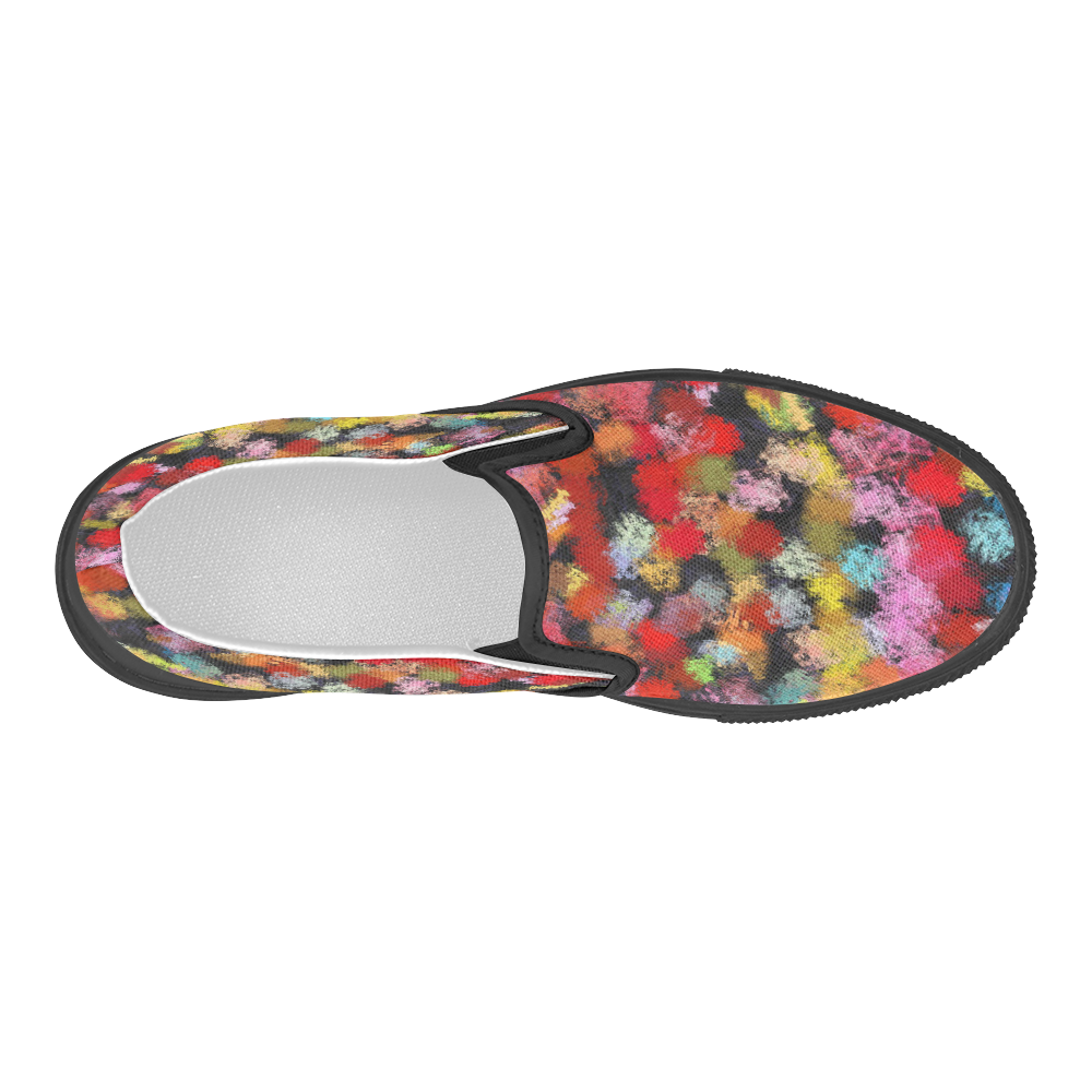Colorful paint strokes Women's Slip-on Canvas Shoes (Model 019)