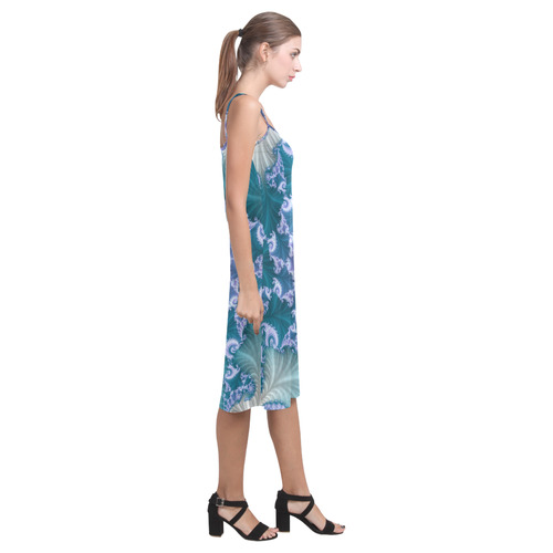 Floral spiral in soft blue on flowing fabric Alcestis Slip Dress (Model D05)