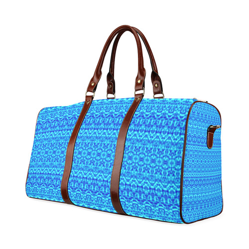 Abstract Blue Damask Waterproof Travel Bag/Small (Model 1639)