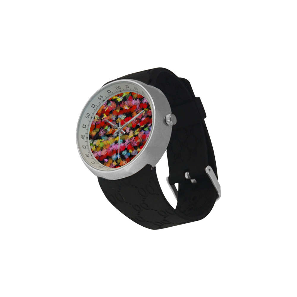 Colorful paint strokes Men's Resin Strap Watch(Model 307)