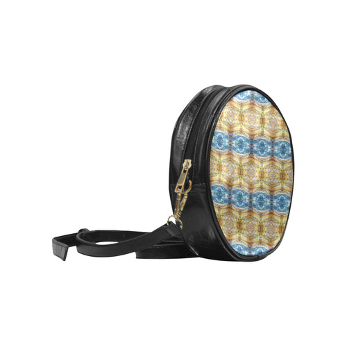 Gold and Blue Elegant Pattern Round Sling Bag (Model 1647)