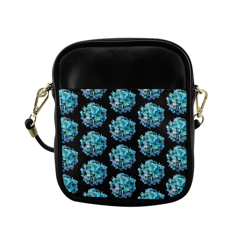 Green Blue Hydrangea Pattern Sling Bag (Model 1627)