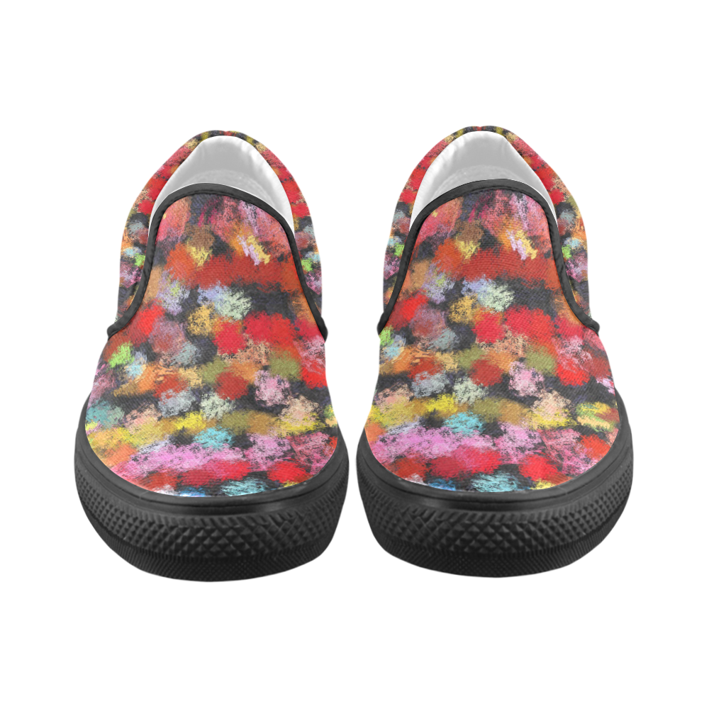 Colorful paint strokes Men's Unusual Slip-on Canvas Shoes (Model 019)