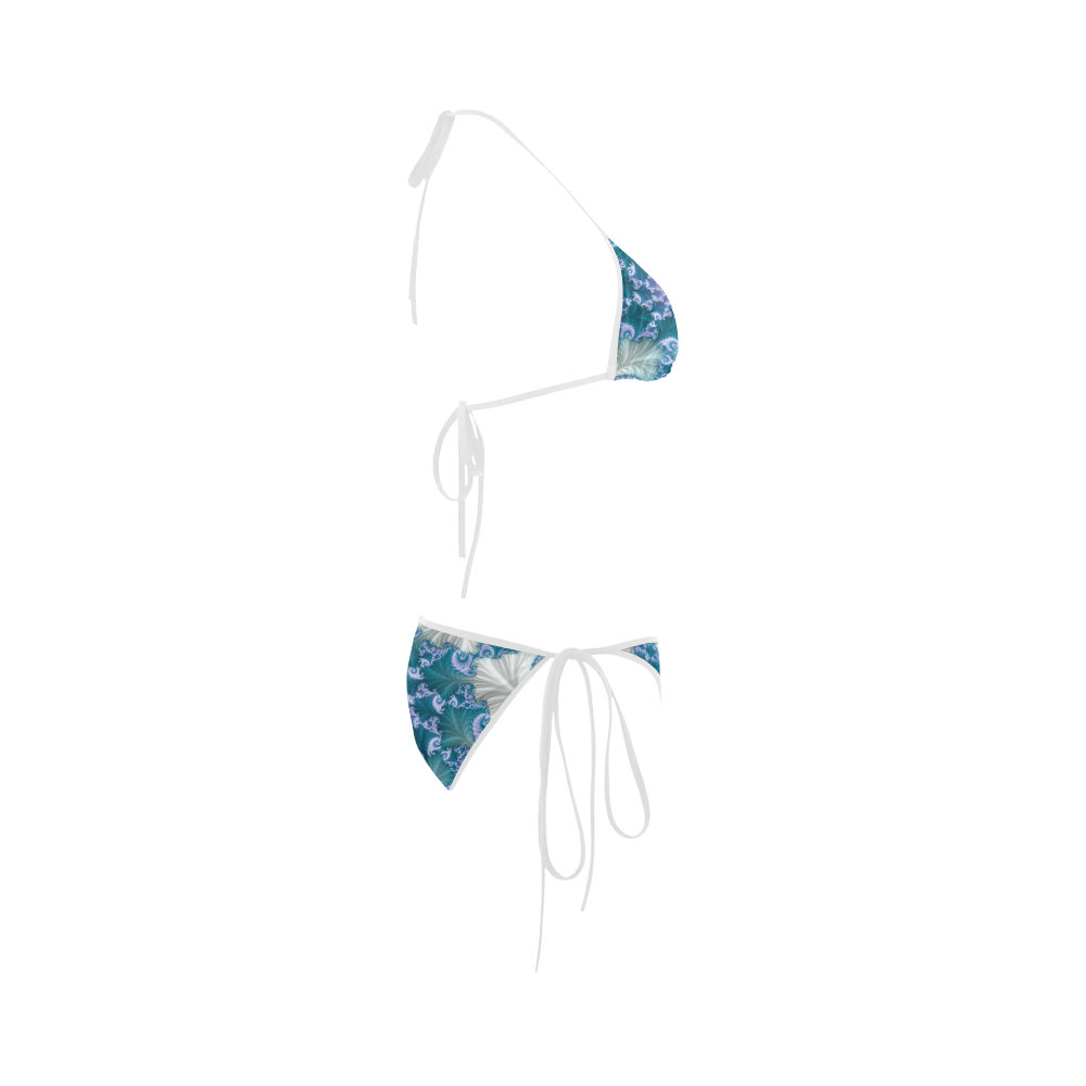 Floral spiral in soft blue on flowing fabric Custom Bikini Swimsuit