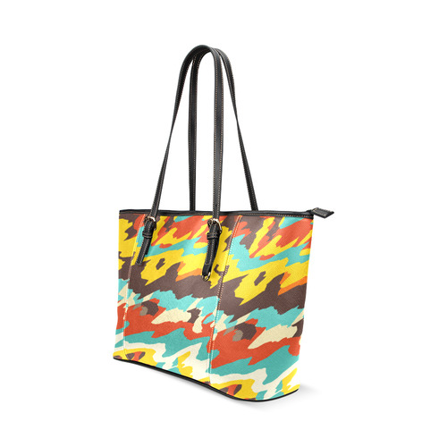 Wavy retro  texture Leather Tote Bag/Large (Model 1640)