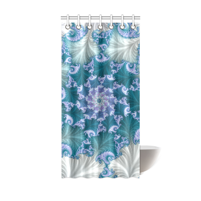Floral spiral in soft blue on flowing fabric Shower Curtain 36"x72"