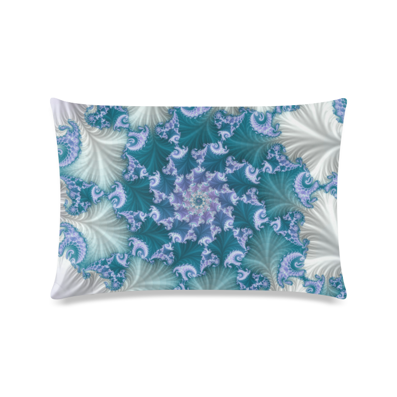 Floral spiral in soft blue on flowing fabric Custom Zippered Pillow Case 16"x24"(Twin Sides)