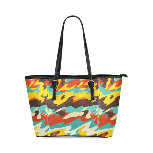 Wavy retro  texture Leather Tote Bag/Large (Model 1640)