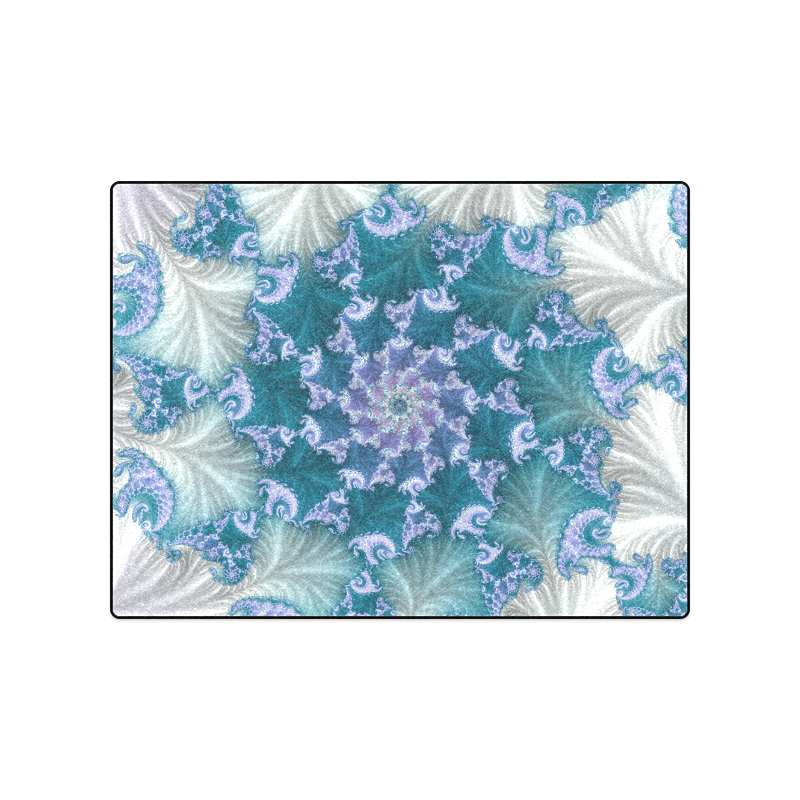 Floral spiral in soft blue on flowing fabric Blanket 50"x60"