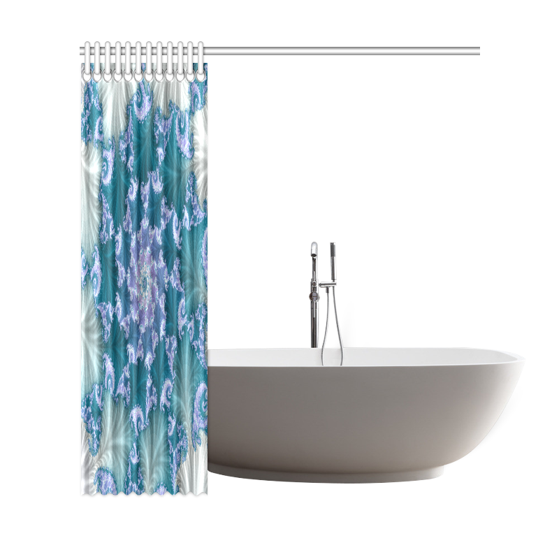 Floral spiral in soft blue on flowing fabric Shower Curtain 69"x72"
