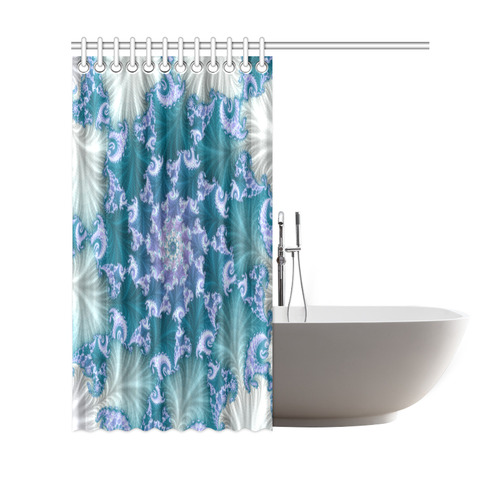 Floral spiral in soft blue on flowing fabric Shower Curtain 69"x70"
