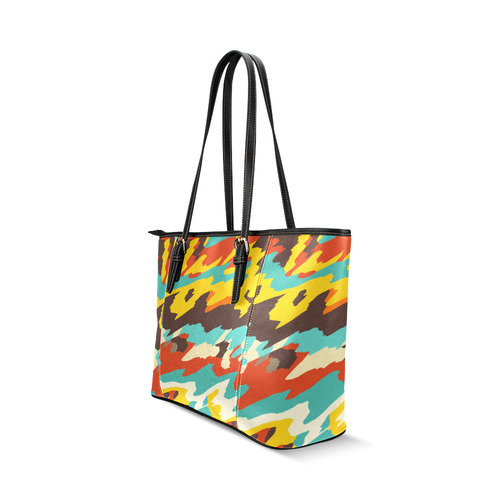 Wavy retro  texture Leather Tote Bag/Large (Model 1640)