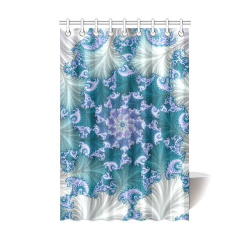 Floral spiral in soft blue on flowing fabric Shower Curtain 48"x72"