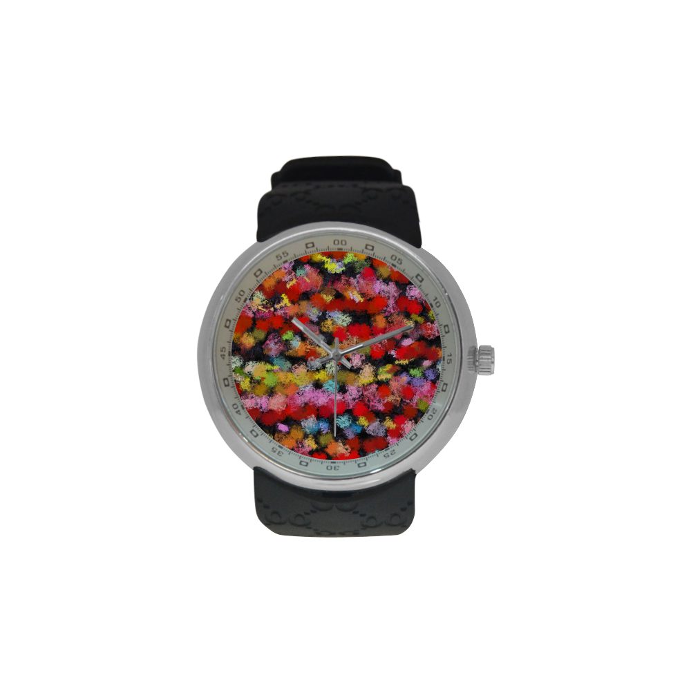 Colorful paint strokes Men's Resin Strap Watch(Model 307)