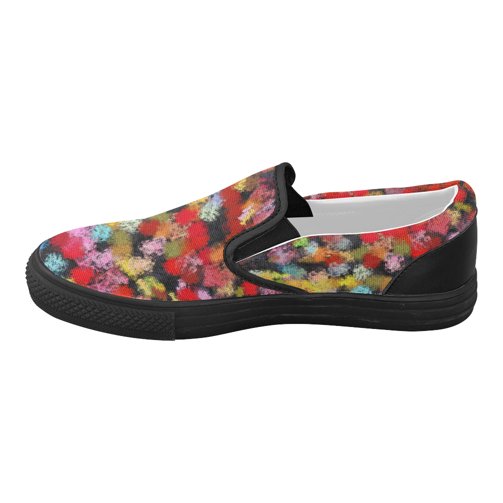 Colorful paint strokes Women's Slip-on Canvas Shoes (Model 019)