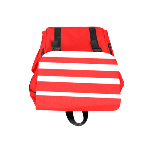 Red and White Stripes Casual Shoulders Backpack (Model 1623)