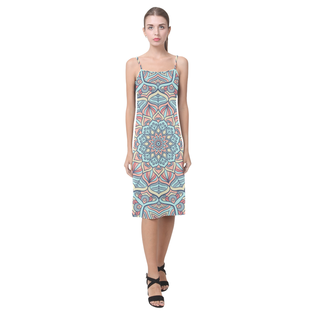 Beautiful Mandala Design Alcestis Slip Dress (Model D05)