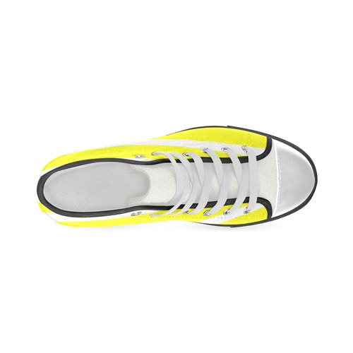 Yellow and White Stripes Men’s Classic High Top Canvas Shoes (Model 017)