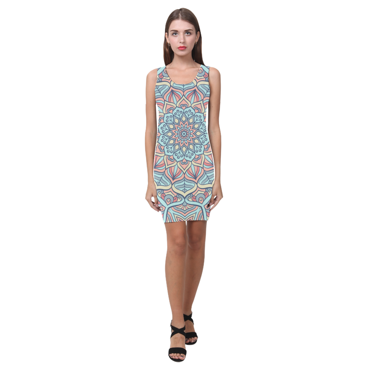 Beautiful Mandala Design Medea Vest Dress (Model D06)