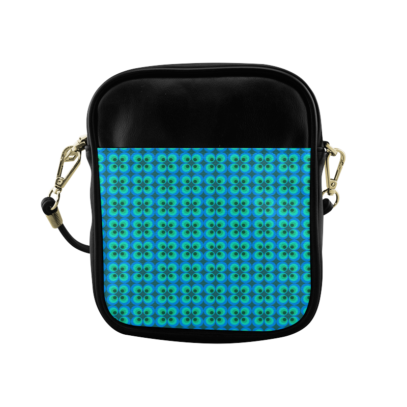 Blue and green retro circles Sling Bag (Model 1627)