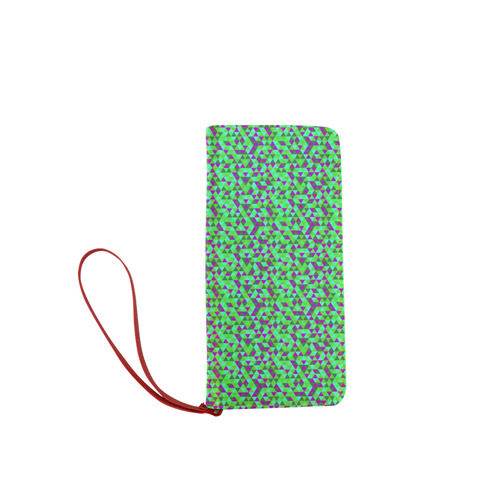 Fucsia and green mini rectangles Women's Clutch Wallet (Model 1637)