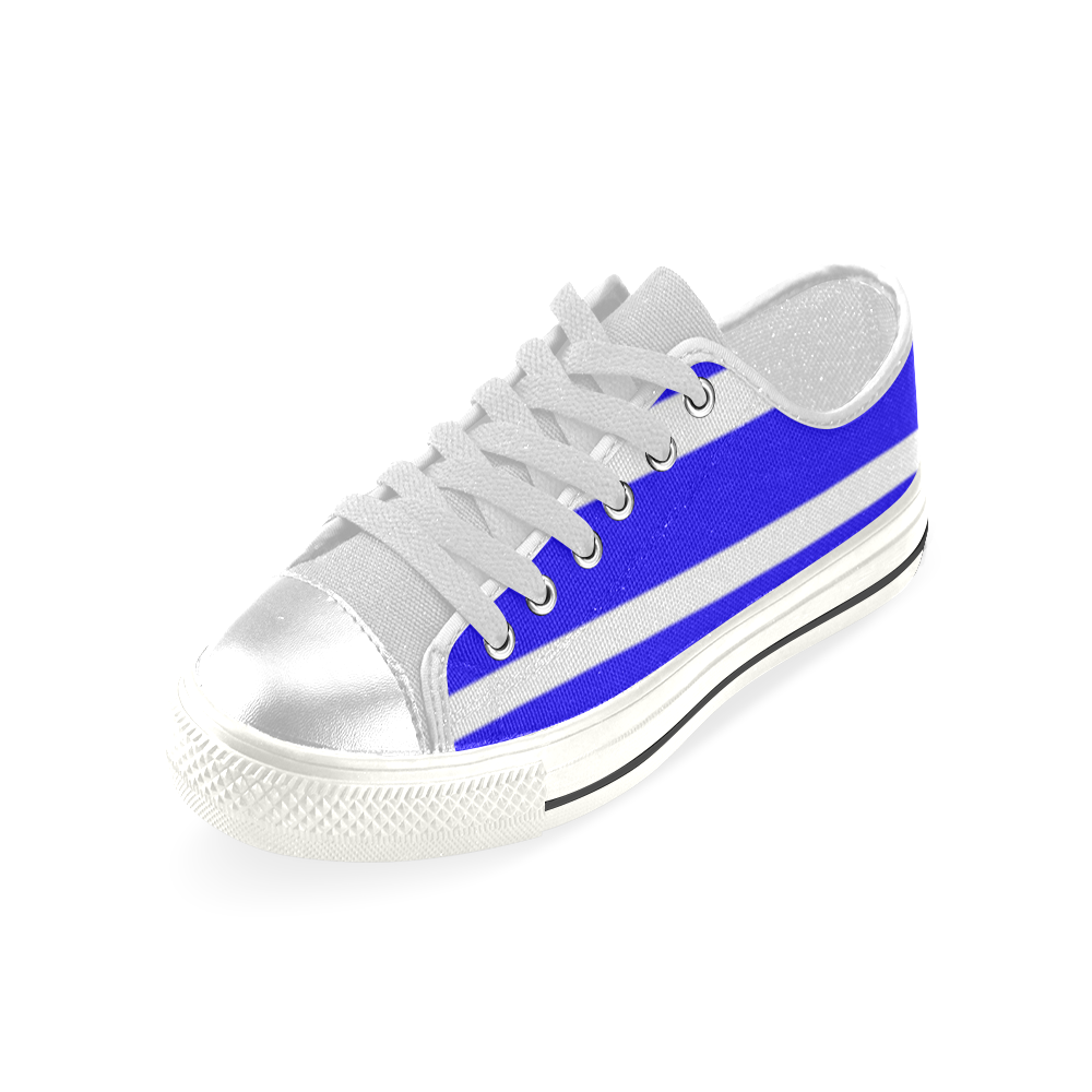 Blue and White Stripes Women's Classic Canvas Shoes (Model 018)