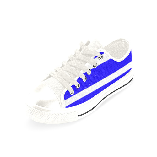 Blue and White Stripes Men's Classic Canvas Shoes/Large Size (Model 018)