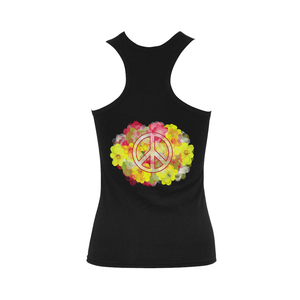 Flower Power Peace Women's Shoulder-Free Tank Top (Model T35)